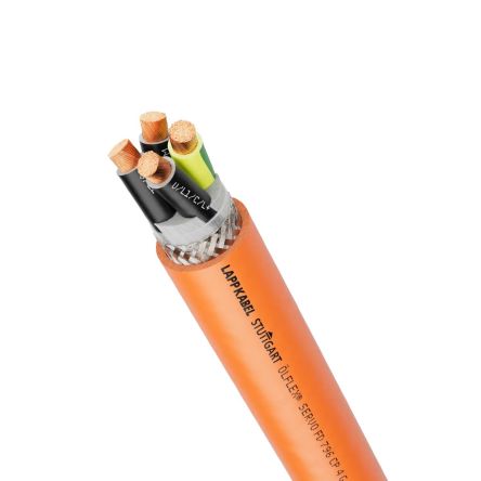 Lapp Olflex Servo Control Cable, 4 Cores, 4 mm², Servo, Screened, Orange Polyurethane PUR Sheath, 12 AWG