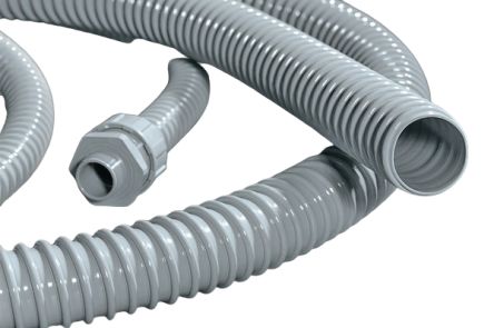 HellermannTyton Flexible Conduit, 20mm Nominal Diameter, Polyvinylchloride, Grey