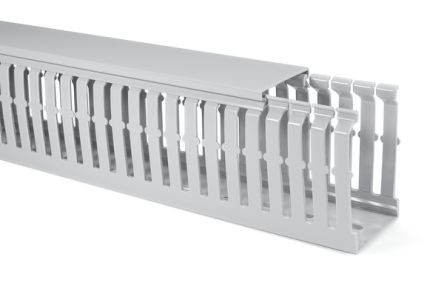 HellermannTyton HTWD-HF Grey Wiring Duct, W100 mm x, L2m, Acrylonitrile Butadiene Styrene
