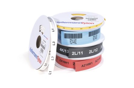 HellermannTyton TULT Heat Shrink Cable Marker, Yellow, Pre-printed "Continuous Tube", 3 → 9mm Cable, for