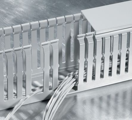 HellermannTyton HTWD-HF Grey Wiring Duct, W100 mm x, L2m, Acrylonitrile Butadiene Styrene