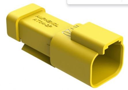 Amphenol Industrial, AT04 Automotive Connector Socket Yellow Cable Mount 2 Way, Crimp Termination AT04-2P-R120YEL