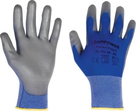 Honeywell Safety PERFECT POLY SKIN Blue, Grey Polyamide General Purpose Work Gloves, Size 7, Polyurethane Coating