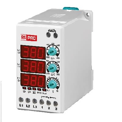RS PRO Voltage Monitoring Relay, Three Phase, 1NO/1NC, 230 → 460V ac, DIN Rail or Panel