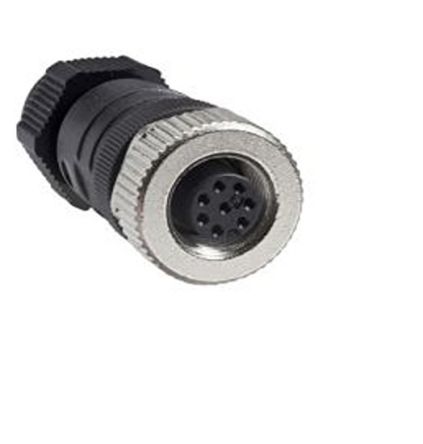 Telemecanique Sensors Industrial Circular Connectors, 8 Contacts, Screw, M12 Connector, Plug, Male, IP67, XZCC12FDM80B