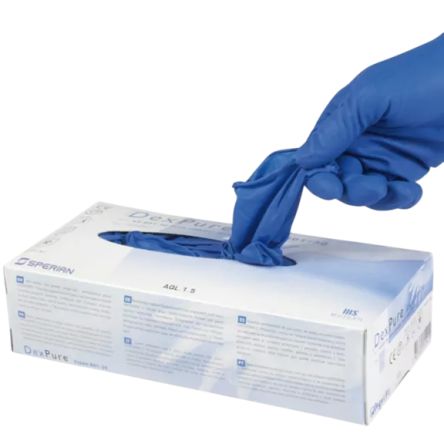 Honeywell Safety DexPure 801-30 Blue Powder-Free Natural Latex Disposable Gloves, Size 10, 50Gloves per Pack