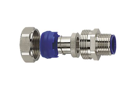 HellermannTyton Fixed Fitting, Conduit Fitting, 40mm Nominal Size, M40, Nickel Plated Brass, Metal IP66, IP67, IP68,