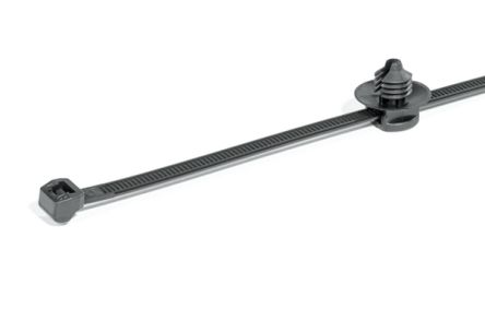 HellermannTyton Cable Tie, 150mm x 4.6 mm, Black Nylon, Pk-500units