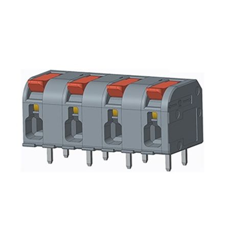 Amphenol Industrial QT08CDP83H0000G Series PCB Terminal Block, 8-Contact, 10mm Pitch, PCB Mount, 1-Row, Solder Pin
