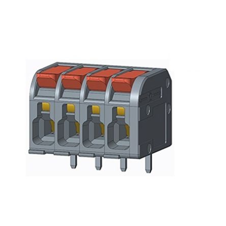 Amphenol Industrial QT04ASB83H0000G Series PCB Terminal Block, 4-Contact, 5mm Pitch, PCB Mount, 1-Row, Solder Pin