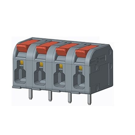Amphenol Industrial QT04BSF83H0000G Series PCB Terminal Block, 4-Contact, 7.5mm Pitch, PCB Mount, 1-Row, Solder Pin