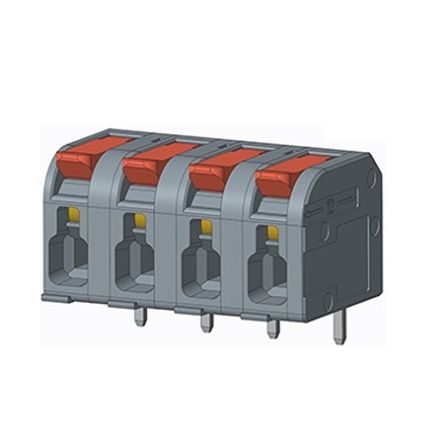 Amphenol Industrial QT04BSB83H0000G Series PCB Terminal Block, 4-Contact, 7.5mm Pitch, PCB Mount, 1-Row, Solder Pin