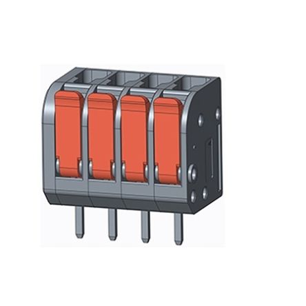 Amphenol Industrial QT04ASB83V0000G Series PCB Terminal Block, 4-Contact, 5mm Pitch, PCB Mount, 1-Row, Solder Pin