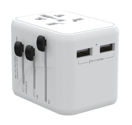 RS PRO Australia, Brazil, China, Europe, Germany, Italy, Japan, Switzerland, UK, USA to Europe Travel Adapter, Rated At
