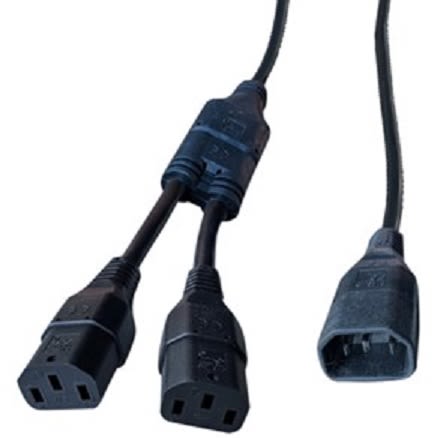 RS PRO Right Angle IEC C13 Socket to Straight IEC C14 Plug Power Cord, 2.5m