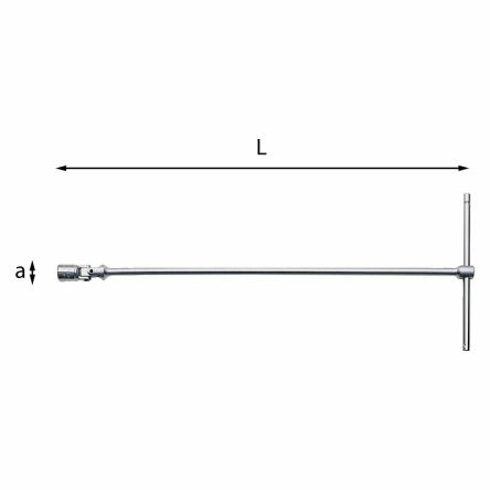 Usag 276 CE 24 mm Hex Socket Wrench with T-Handle Handle, 531 mm Overall