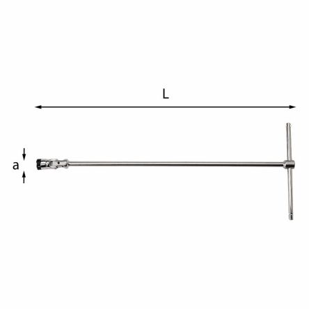 Usag 276 CEB 17 mm Hex Socket Wrench with T-Handle Handle, 499 mm Overall