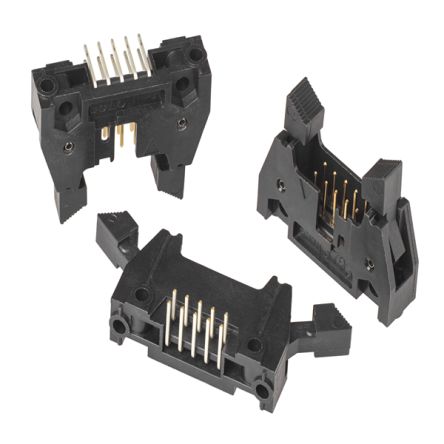 3M 3000 Series Right Angle Through Hole PCB Header, 10 Contact(s), 2.54mm Pitch, 2 Row(s), Shrouded