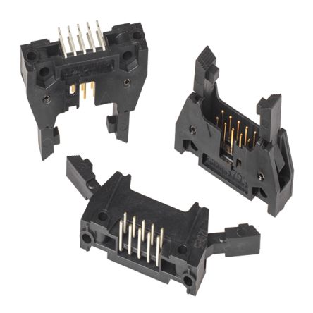 3M 3000 Series Right Angle Through Hole PCB Header, 10 Contact(s), 2.54mm Pitch, 2 Row(s), Shrouded