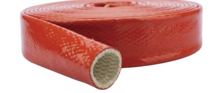 RS PRO Braided Silicone Coated Fibreglass Red Fire Sleeve, 102mm Diameter, 5m Length