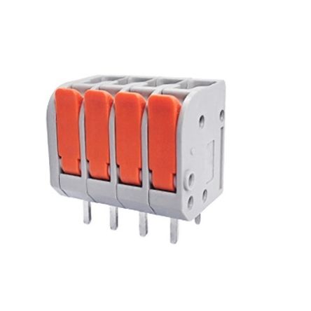 Amphenol Industrial QT04ADP83V0000G Series PCB Terminal Block, 4-Contact, 5mm Pitch, PCB Mount, 1-Row, Solder Pin