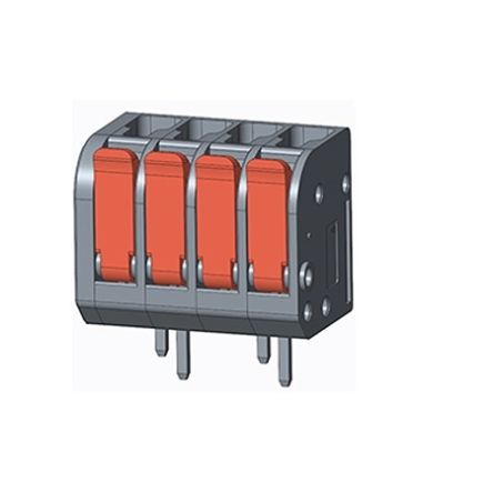 Amphenol Industrial QT04AFI83V0000G Series PCB Terminal Block, 4-Contact, 5mm Pitch, PCB Mount, 1-Row, Solder Pin