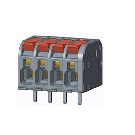 Amphenol Industrial QT04ASF83H0000G Series PCB Terminal Block, 4-Contact, 5mm Pitch, PCB Mount, 1-Row, Solder Pin