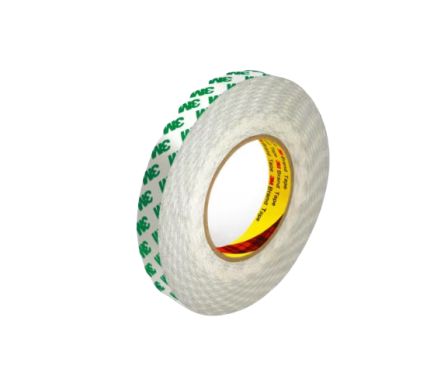 3M 1136712 White Double Sided Tape, 0.038mm Thick, 15.5 N/cm, PVC Backing, 1m x 50m