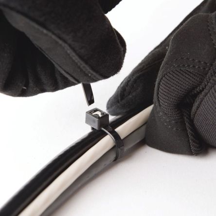 nVent CADDY Cable Tie, Collier de serrage pour chemin de câbles, 350mm x 4.3 mm, Black Nylon, Pk-100
