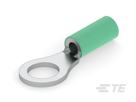 TE Connectivity, STRATO-THERM DIAMOND GRIP Uninsulated Ring Terminal, 8, M5 Stud Size, Green