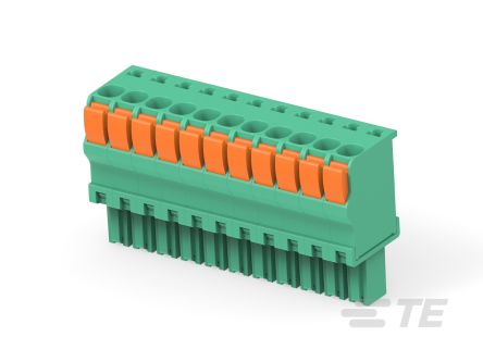 TE Connectivity, 3.5mm Pitch, Buchanan, 11 Way, Vertical, Pluggable Terminal Block, Plug, Push In Spring Termination,
