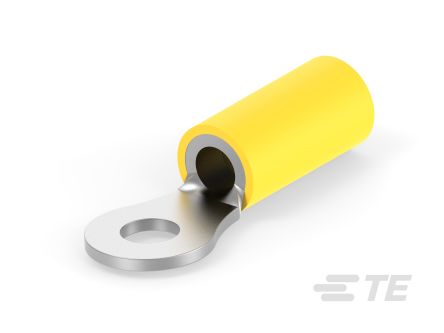 TE Connectivity 1377173 Yellow Insulated Receptacle Spade Connector, Closed Ring Tongue Terminal