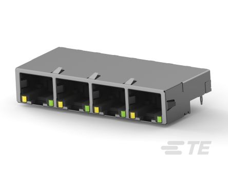 TE Connectivity OEG Series Female RJ45 Connector, Board Mount, CAT 5 Right Angle 8 Port 8 -Way