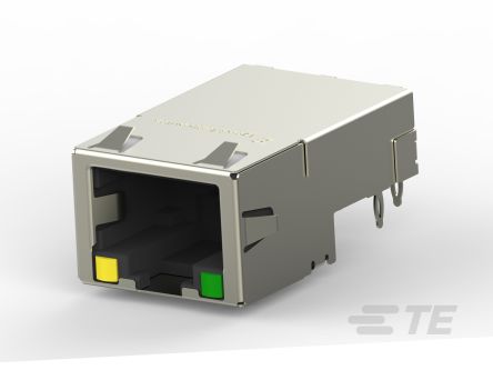 TE Connectivity 1888250 Series Ethernet Connector, Panel Mount, Cat5 Right Angle Single Port Port 1 x 1 -Way