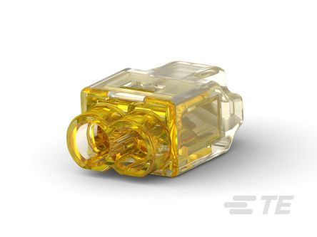 TE Connectivity Push Splice Push Grip Yellow Insulated Spade Connector, Closed End Splice