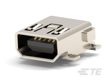 TE Connectivity Right Angle, Board Mount, Receptacle- Single Port Type Mini USB A/B 2 USB Connector