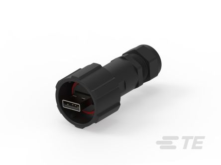 TE Connectivity Straight, Cable Mount, Plug- Single Port Type USB 2.0 Type-A 2.0 IP67 USB Connector