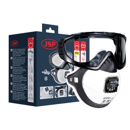 JSP Filterspec, Scratch Resistant Anti-Mist Safety Goggles with Black, Clear Lenses