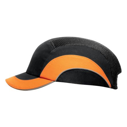 JSP Black, Orange Short Peaked Bump Cap, HDPE Protective Material