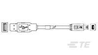 TE Connectivity, Male USB A to Male USB B, 1.8m