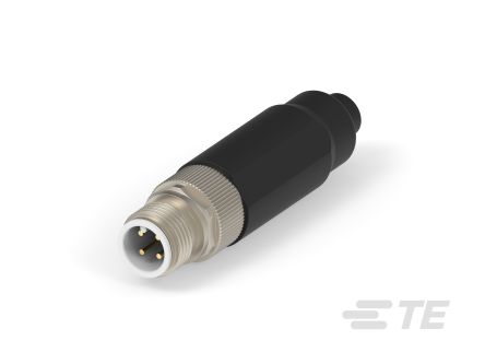 TE Connectivity Industrial Circular Connectors, 4 Contacts, Cable, M12 Connector, Plug, Male, IP67, M12 Series