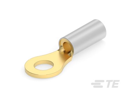 TE Connectivity, STRATO-THERM DIAMOND GRIP Uninsulated Ring Terminal, M3.5 (#6) Stud Size, Gold