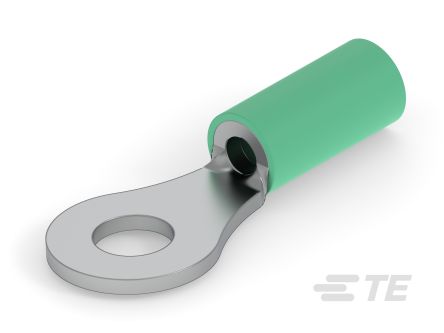 TE Connectivity, STRATO-THERM DIAMOND GRIP Insulated Ring Terminal, #6 Stud Size, Green