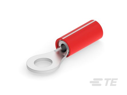 TE Connectivity, PIDG Insulated Ring Terminal, 8, M4 Stud Size, Red