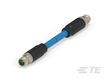 TE Connectivity Straight Male M12 to Straight Male M12 Cable assembly, 15.5m