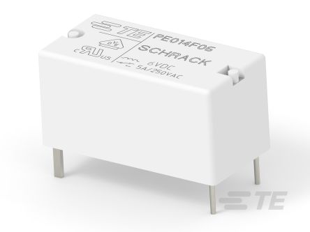 TE Connectivity PCB Mount Power Relay, 6V Coil, SPDT