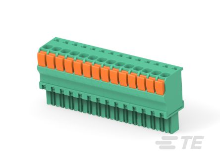 TE Connectivity Buchanan Series PCB Terminal Block, 14-Contact, 3.5mm Pitch, 1-Row, Push In Spring Termination