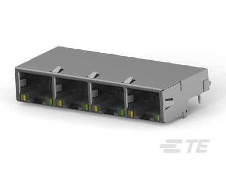 TE Connectivity OEG Series Female RJ45 Connector, Board Mount, CAT 5 Right Angle 4 Port 8 -Way