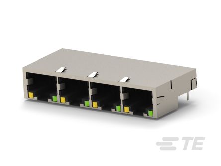 TE Connectivity OEG Series Female RJ45 Connector, Board Mount, CAT 5 Right Angle 4 Port 8 -Way