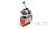 TE Connectivity Toggle Switch, PCB, Vertical Mount, (On)-Off -(On), Single Pole Double Throw, 1000V ac